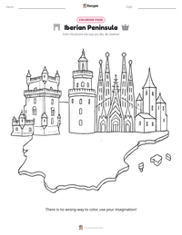 Iberian Peninsula coloring page for kids