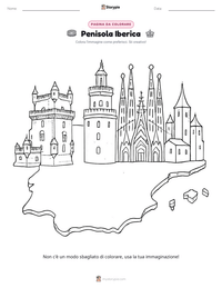 Pagina da colorare di Penisola Iberica per bambini