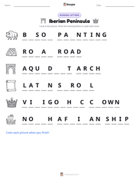Iberian Peninsula printable worksheet preview