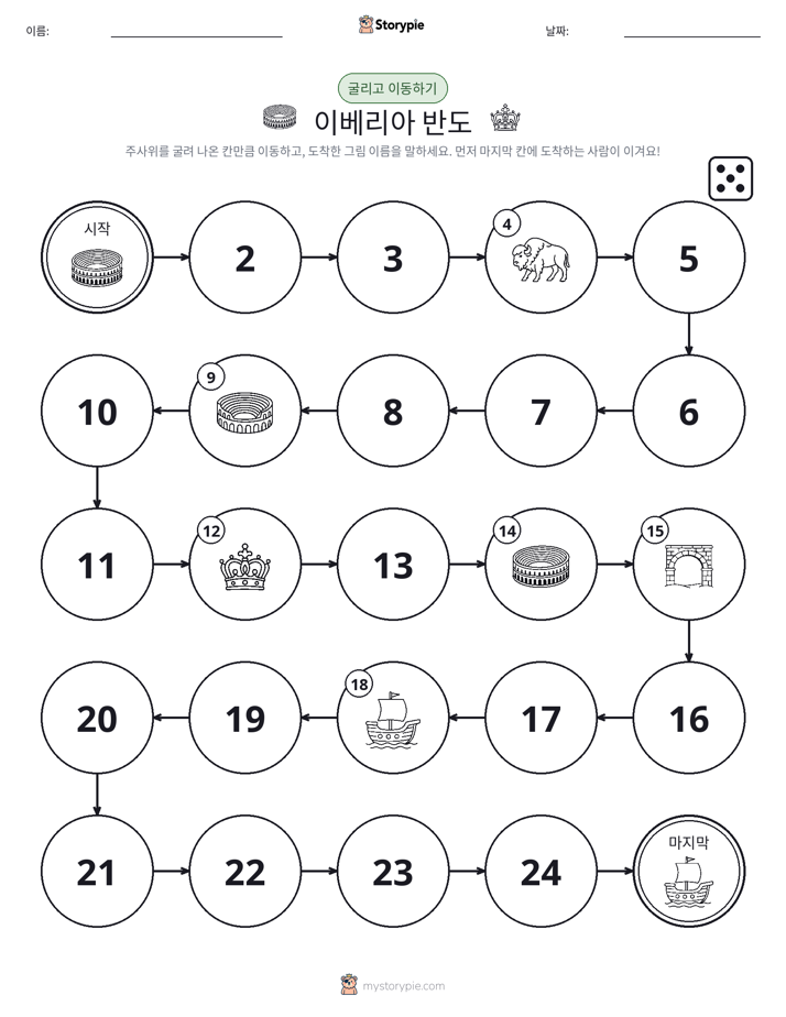 주사위 굴리고 이동하기 게임