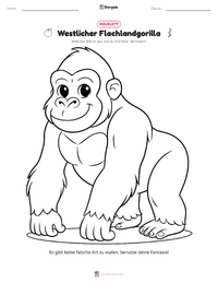 Gorilla (Westlicher Flachlandgorilla) Malvorlage für Kinder