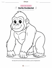 Página para colorear de Gorila (occidental de llanura) para niños