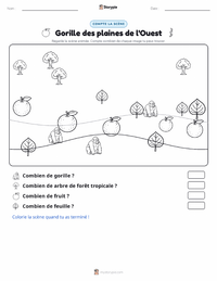 Aperçu de la feuille de travail imprimable Gorille (des plaines de l'Ouest)
