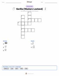 Gorilla (Western Lowland) printable worksheet preview