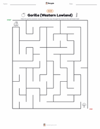 Gorilla (Western Lowland) printable worksheet preview