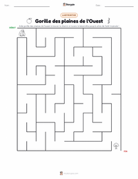 Aperçu de la feuille de travail imprimable Gorille (des plaines de l'Ouest)
