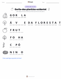 Prévia da folha de atividades imprimível Gorila (Gorila-ocidental-das-terras-baixas)
