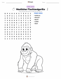 Gorilla (Westlicher Flachlandgorilla) druckbare Arbeitsblatt Vorschau