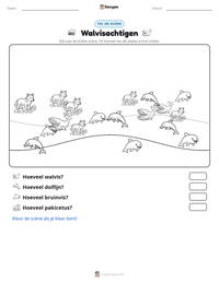 Walvisachtigen afdrukbare werkblad voorbeeld