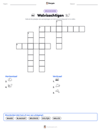 Walvisachtigen afdrukbare werkblad voorbeeld