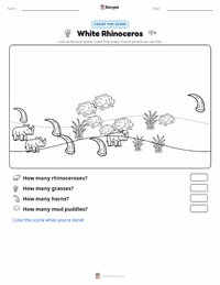 White Rhinoceros printable worksheet preview