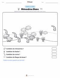 Aperçu de la feuille de travail imprimable Rhinocéros blanc