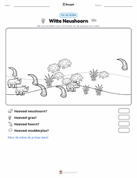 Witte neushoorn afdrukbare werkblad voorbeeld