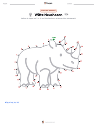 Witte neushoorn afdrukbare werkblad voorbeeld