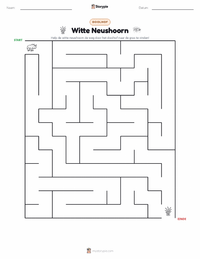 Witte neushoorn afdrukbare werkblad voorbeeld