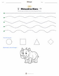 Aperçu de la feuille de travail imprimable Rhinocéros blanc