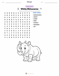 White Rhinoceros printable worksheet preview