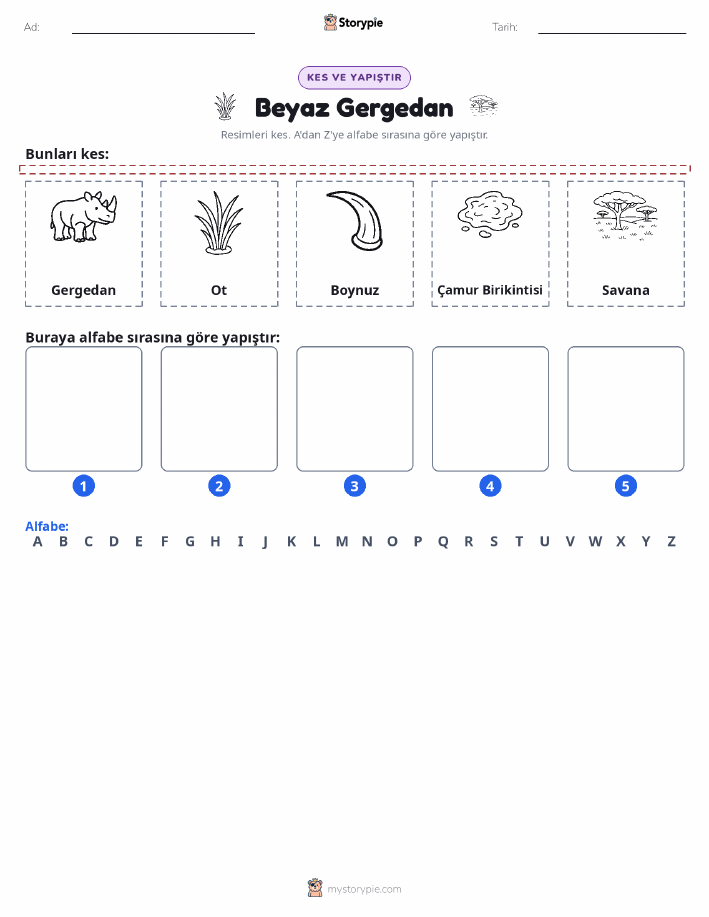 Kes & Yapıştır Alfabe