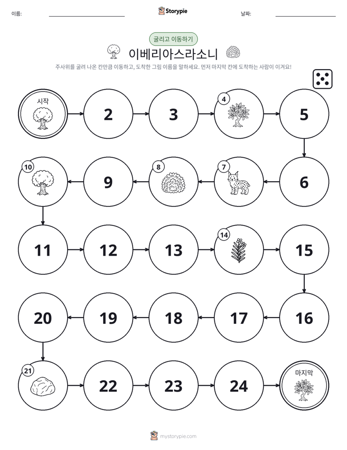 주사위 굴리고 이동하기 게임