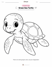 Green Sea Turtle coloring page for kids