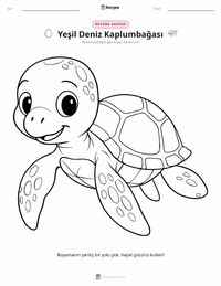 Yeşil Deniz Kaplumbağası çocuklar için boyama sayfası