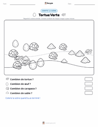 Aperçu de la feuille de travail imprimable Tortue verte