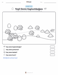 Yeşil Deniz Kaplumbağası yazdırılabilir çalışma sayfası önizlemesi