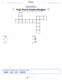 Yeşil Deniz Kaplumbağası yazdırılabilir çalışma sayfası önizlemesi