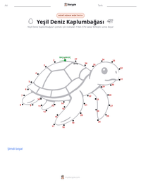 Yeşil Deniz Kaplumbağası yazdırılabilir çalışma sayfası önizlemesi