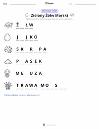 Podgląd drukowalnego arkusza ćwiczeń Żółw zielony