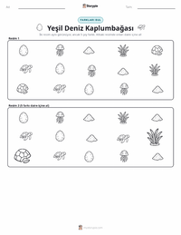 Yeşil Deniz Kaplumbağası yazdırılabilir çalışma sayfası önizlemesi
