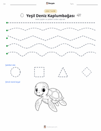 Yeşil Deniz Kaplumbağası yazdırılabilir çalışma sayfası önizlemesi