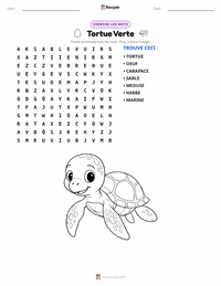 Aperçu de la feuille de travail imprimable Tortue verte
