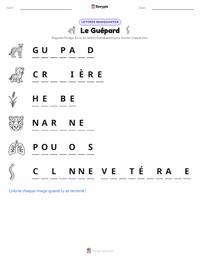 Aperçu de la feuille de travail imprimable Guépard