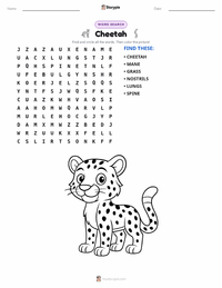 Cheetah printable worksheet preview