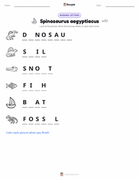 Spinosaurus aegyptiacus printable worksheet preview