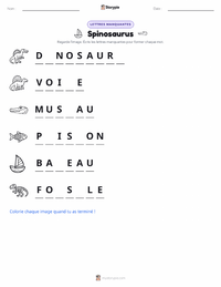 Aperçu de la feuille de travail imprimable Spinosaurus aegyptiacus