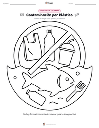 Vista previa de la hoja de trabajo imprimible de Contaminación por Plástico