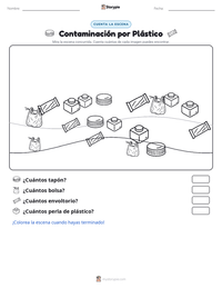 Vista previa de la hoja de trabajo imprimible de Contaminación por Plástico