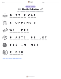 Plastic Pollution printable worksheet preview