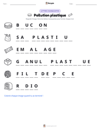 Aperçu de la feuille de travail imprimable Pollution plastique