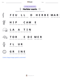 Aperçu de la feuille de travail imprimable Herbier marin
