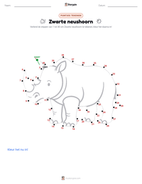 Zwarte neushoorn afdrukbare werkblad voorbeeld
