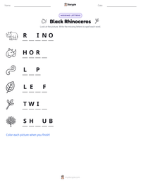 Black Rhinoceros printable worksheet preview