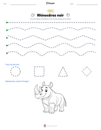 Aperçu de la feuille de travail imprimable Rhinocéros noir