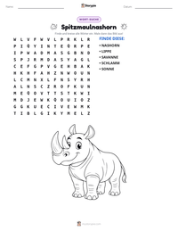 Spitzmaulnashorn druckbare Arbeitsblatt Vorschau