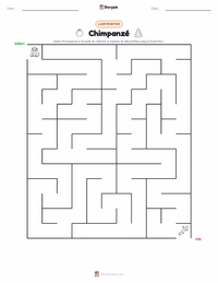 Aperçu de la feuille de travail imprimable Chimpanzé