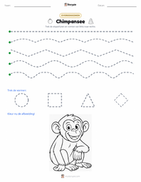 Chimpansee afdrukbare werkblad voorbeeld