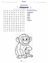 Vista previa de la hoja de trabajo imprimible de Chimpancé