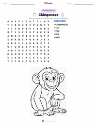 Chimpansee afdrukbare werkblad voorbeeld